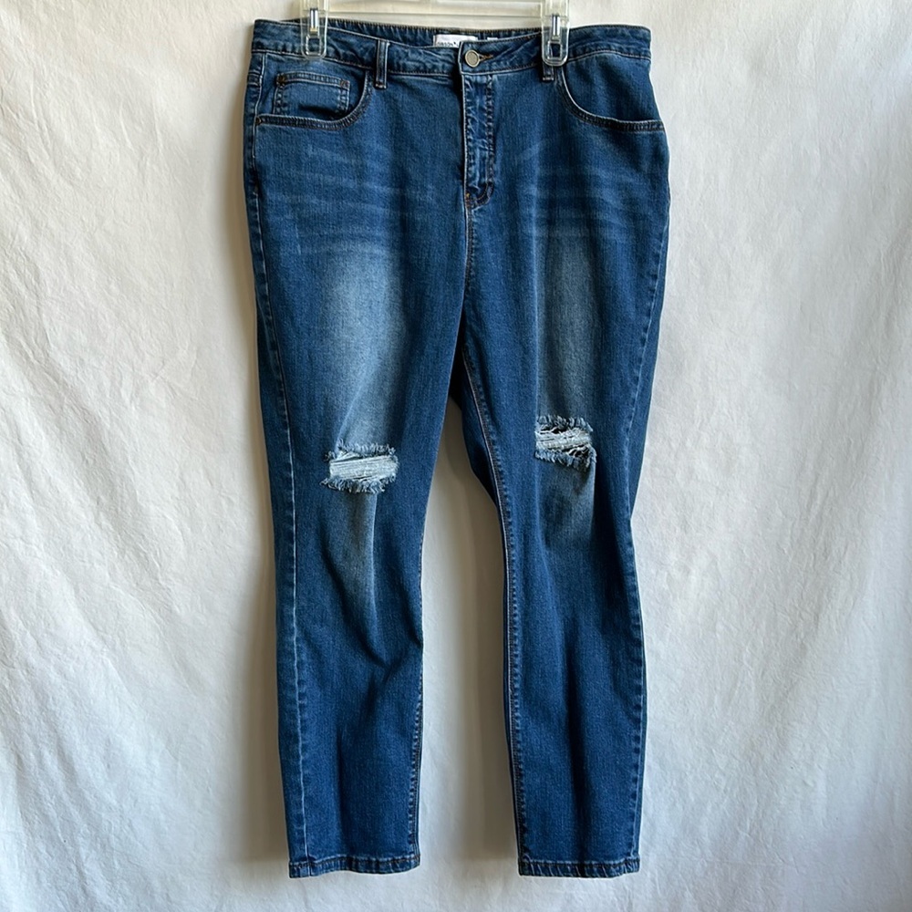 Gibson Latimer distressed high rise blue jeans, size 16